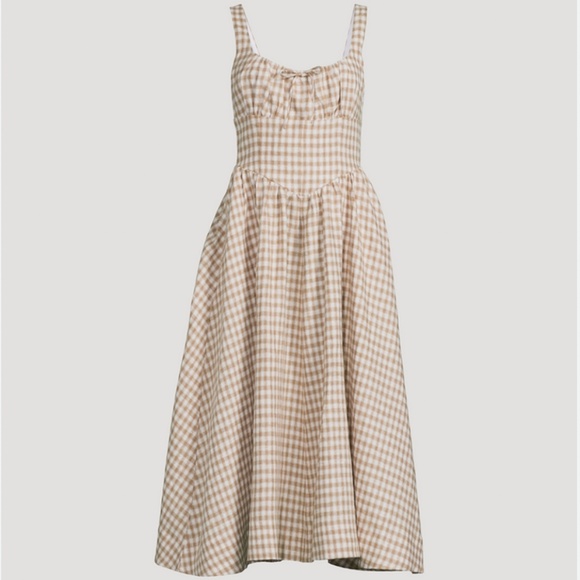 Reformation x Holt Renfrew Limited Balia Midi Dress - Dune Check Gingham Casual - Picture 2 of 12